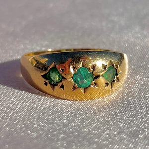 Vintage 9k Emerald Starburst Trilogy Ring 1984
