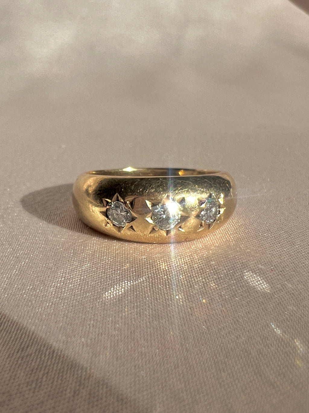 Vintage 9k Diamond Trilogy Starburst Revival Ring 1988