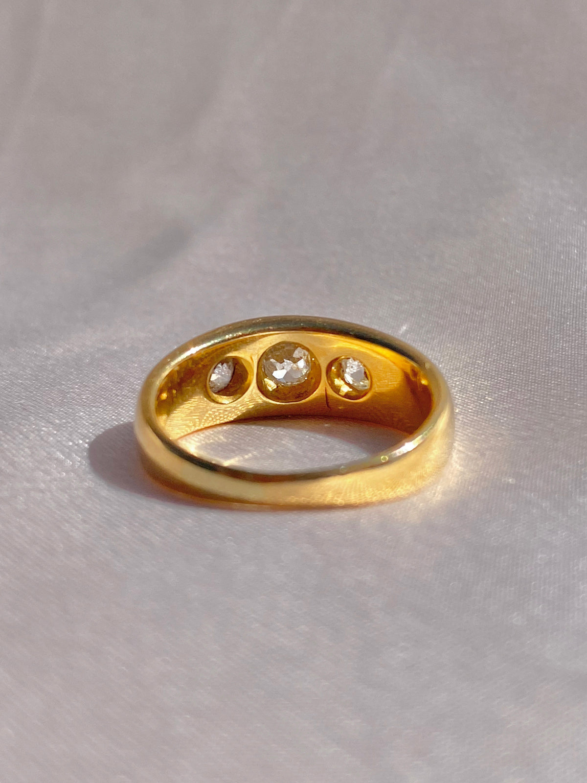 Antique 18k Trilogy Diamond Gypsy Ring 0.65cts