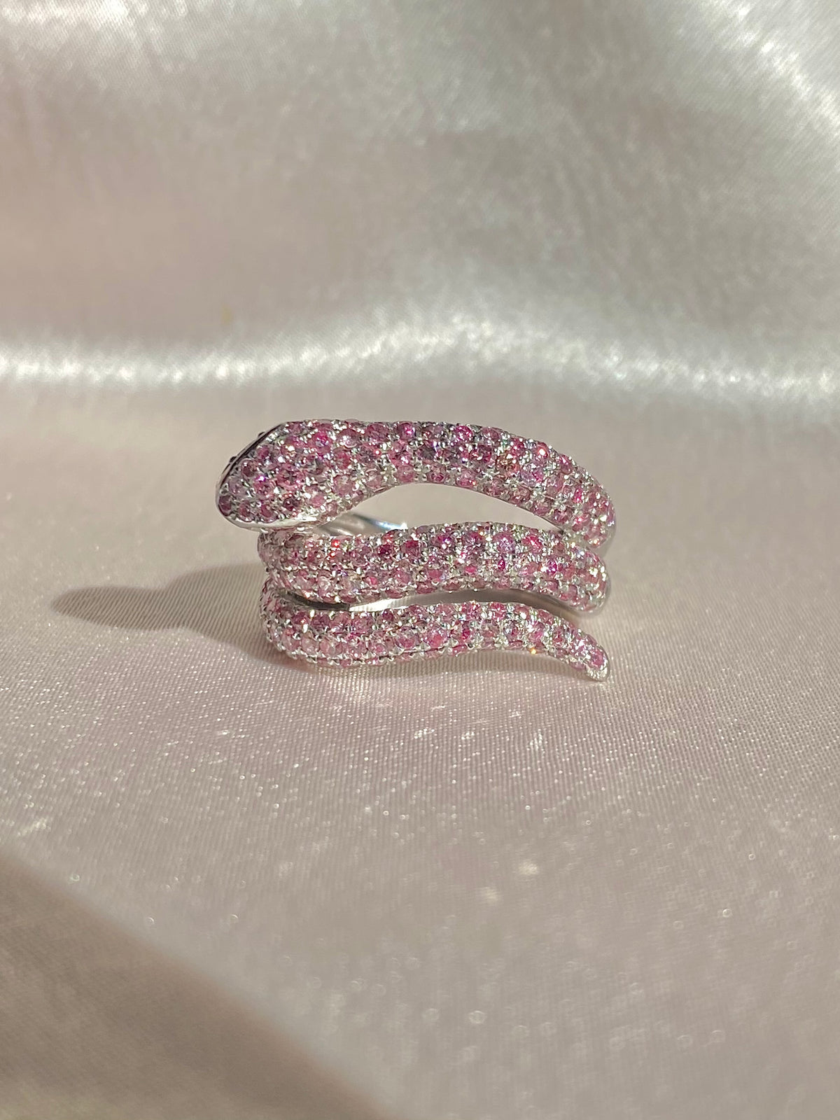 14k Pink Diamond Pavé Snake Ring 2 cts