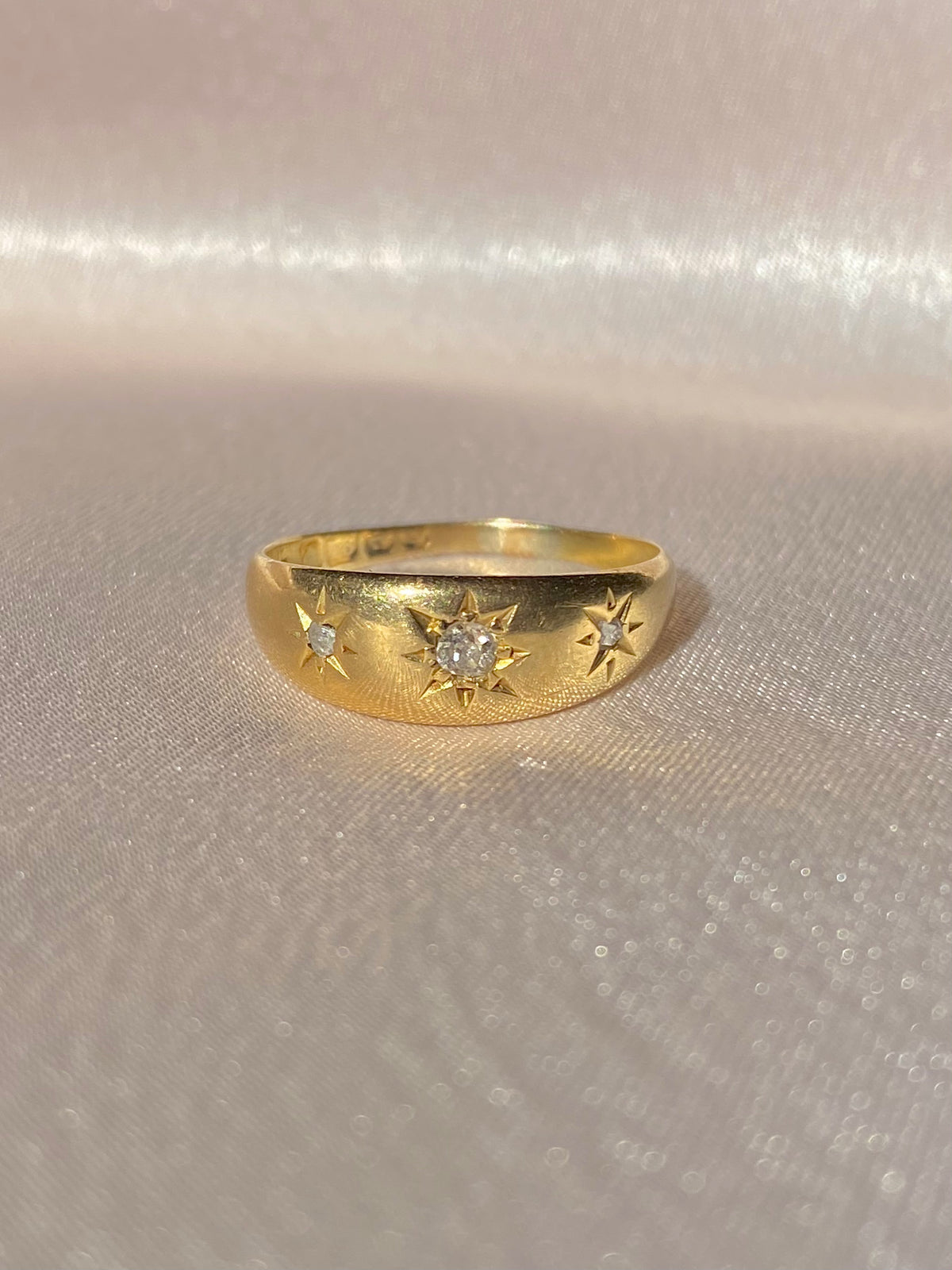 Antique 18k Trilogy Diamond Starburst Gypsy Ring 1913