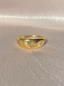 Antique 18k Trilogy Diamond Starburst Gypsy Ring 1913