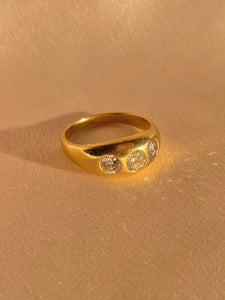 Vintage 14k Gypsy Trilogy Bezel Diamond Ring