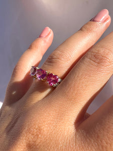 Vintage 9k Pink Heart Diamond Ring