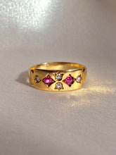 Load image into Gallery viewer, Antique 15k Diamond Ruby Pomegranate Ring 1890
