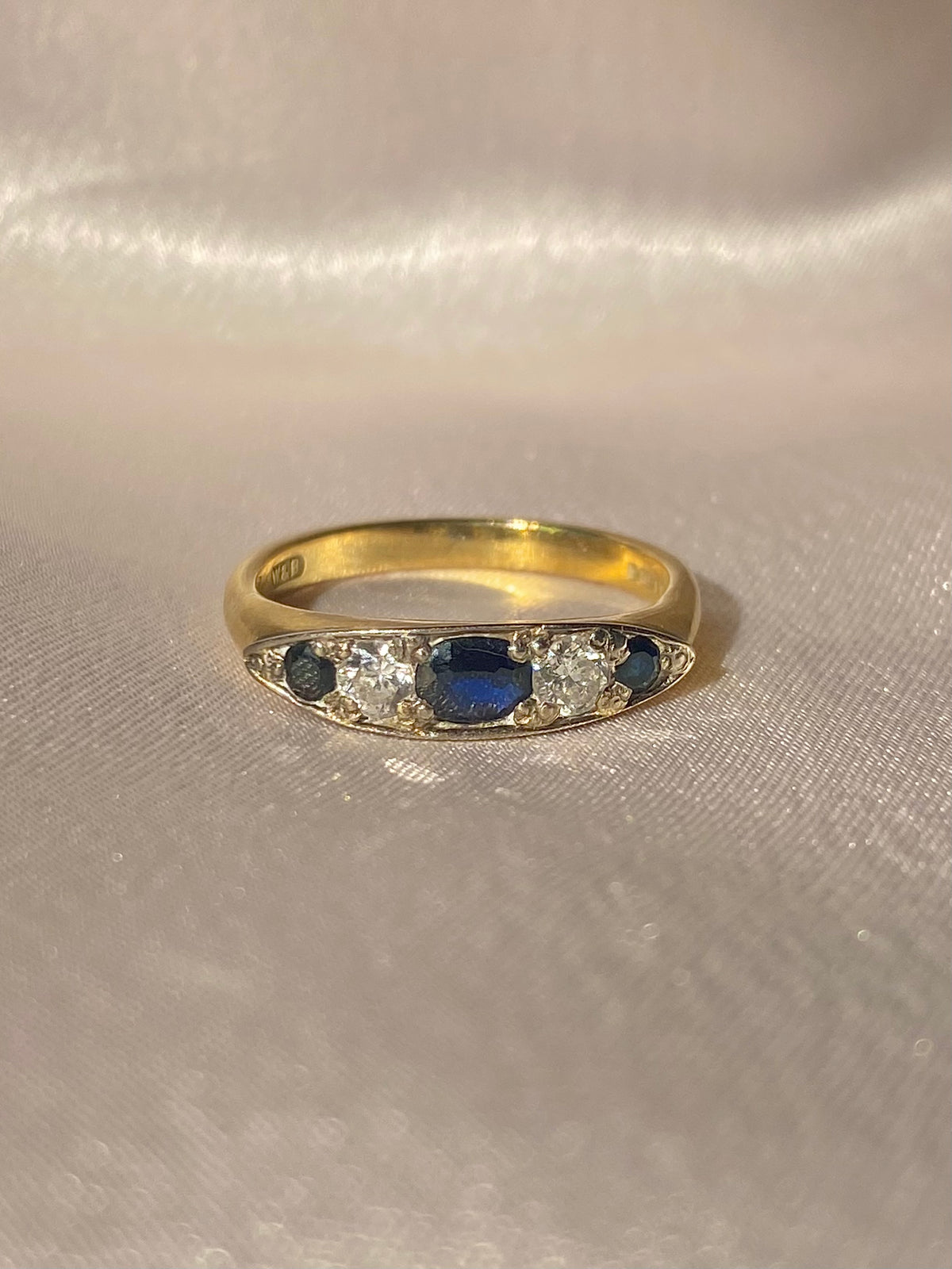 Vintage 18k Sapphire Diamond Ring 1983