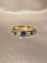 Load image into Gallery viewer, Vintage 18k Sapphire Diamond Ring 1983
