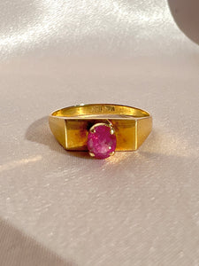 Vintage 18k Ruby Raised Solitaire Ring