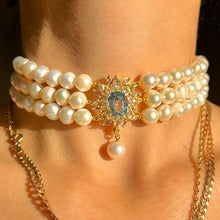Load image into Gallery viewer, Vintage Topaz Tanzanite Pearl Victorian Revival Choker
