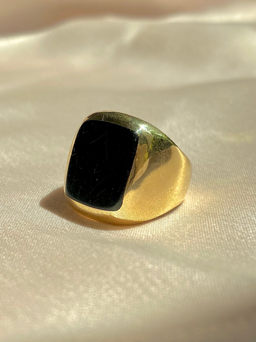 Vintage 9k Onyx Square Signet Ring 1978