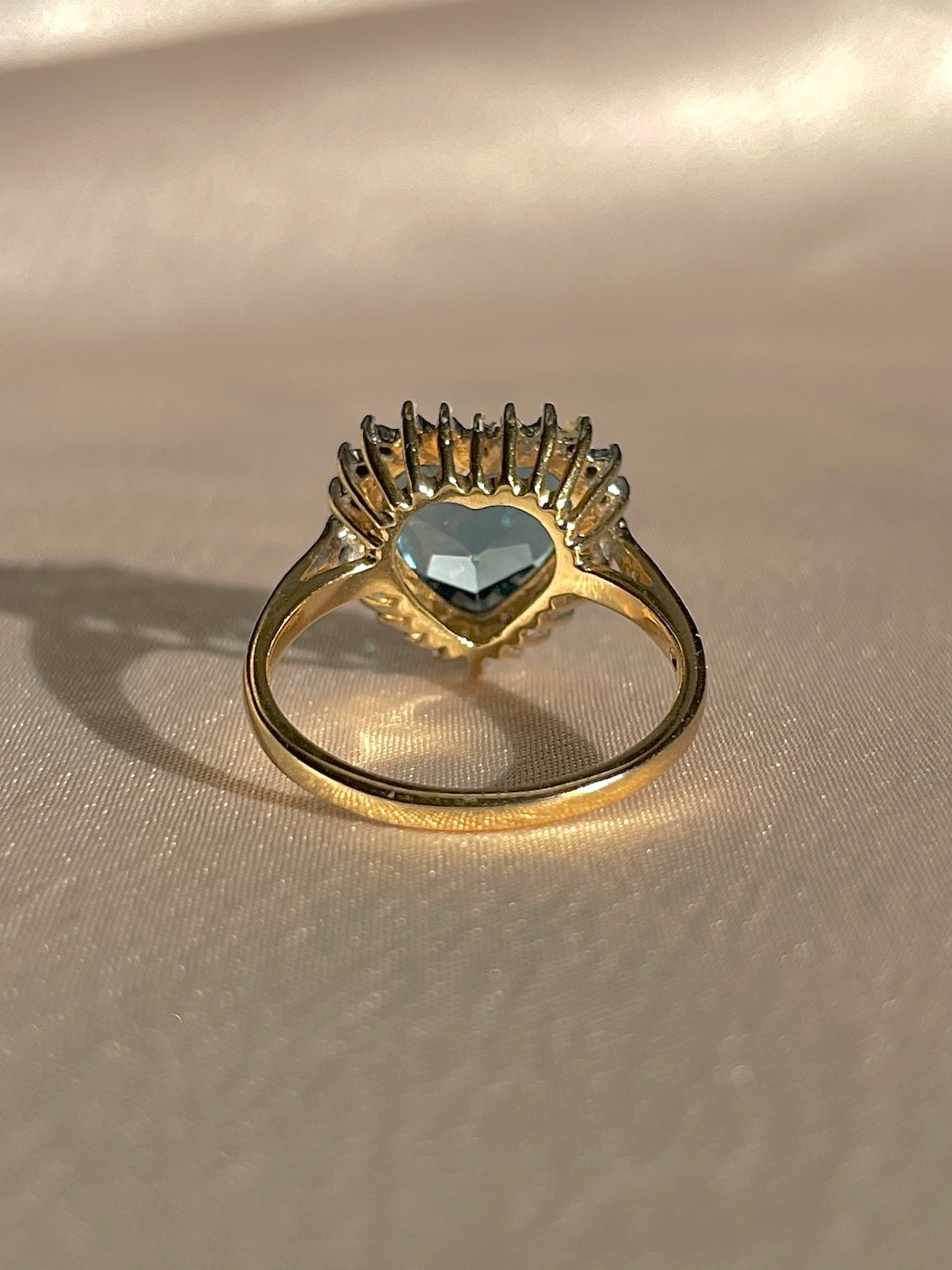Vintage 10k Topaz Diamond Heart Ring