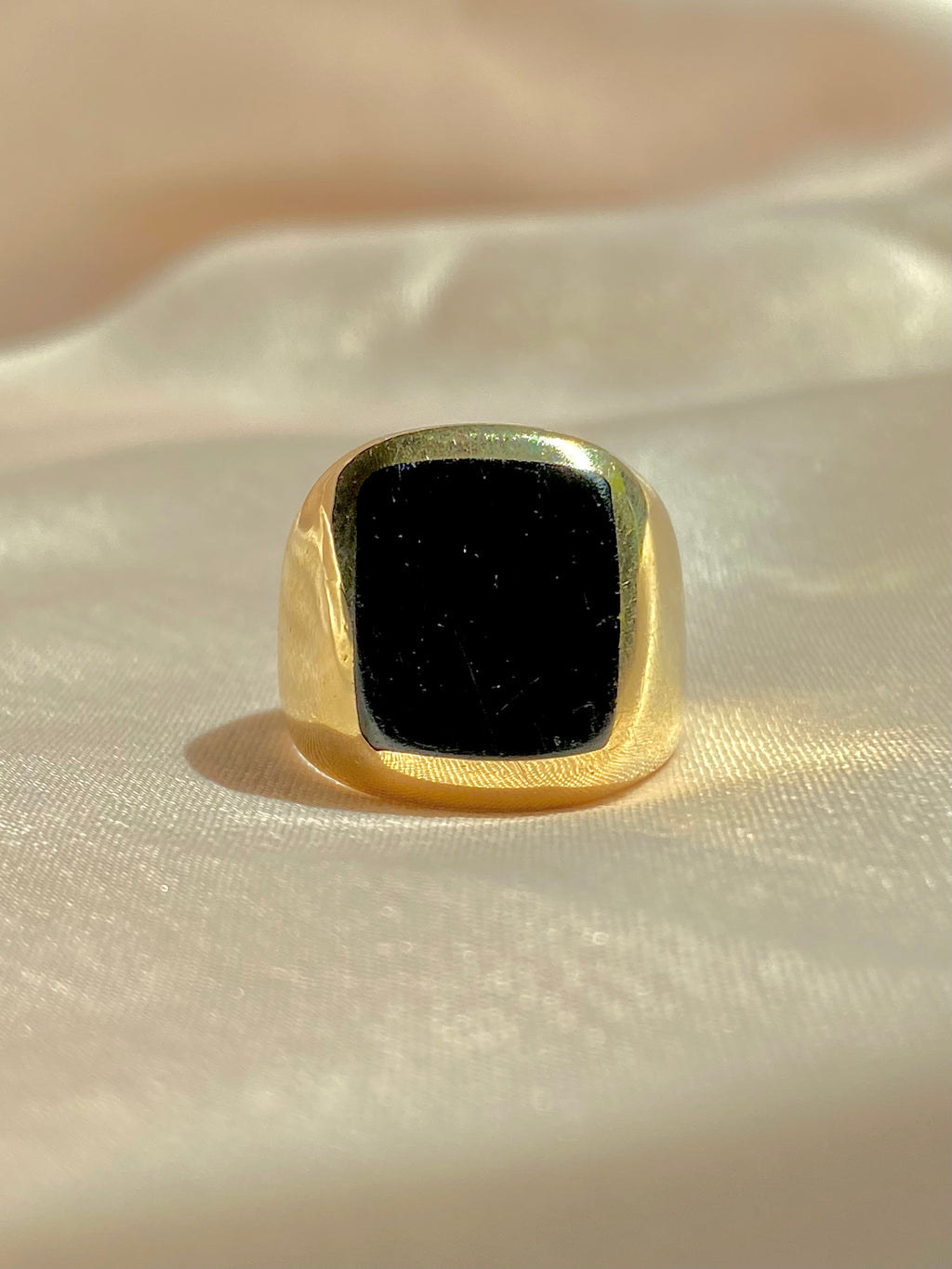 Vintage 9k Onyx Square Signet Ring 1978