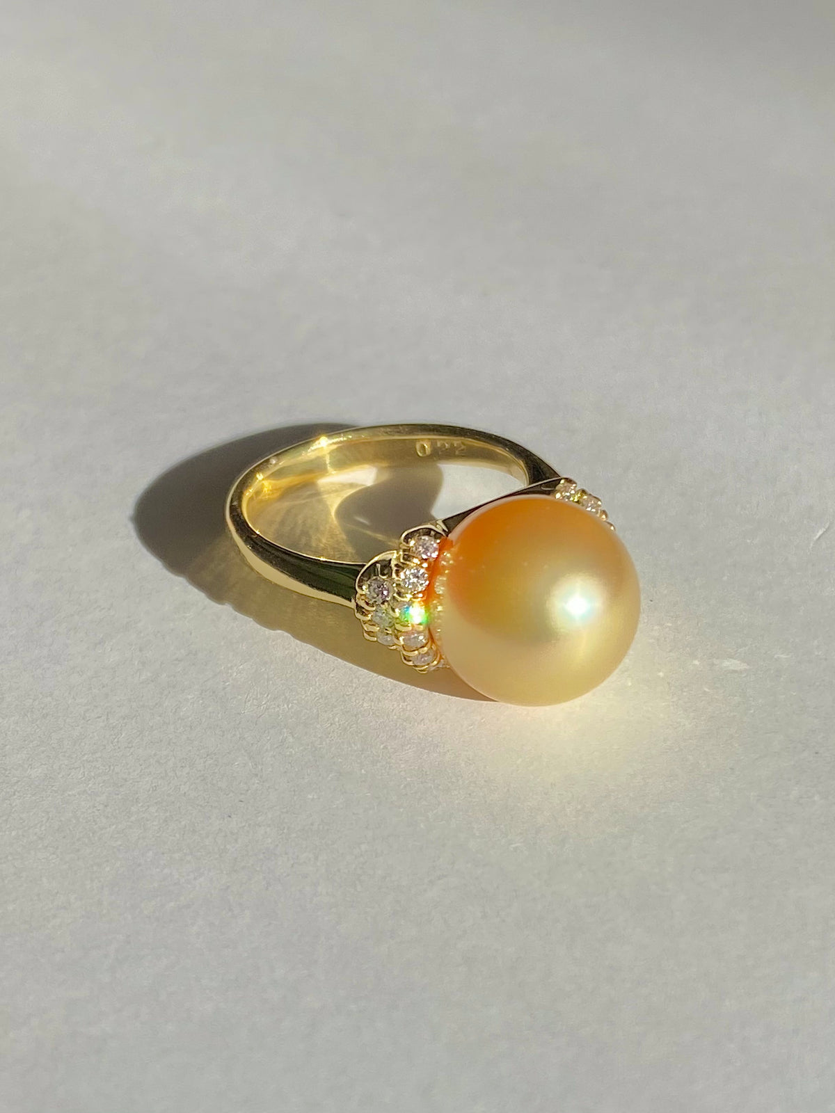 Vintage 18k South Sea Pearl Diamond Ring