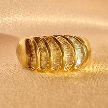 Load image into Gallery viewer, Vintage 14k Baguette Diamond Shell Bombe Ring

