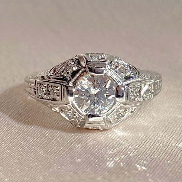 Vintage 14k Diamond Engagement Ring 0.80ctw