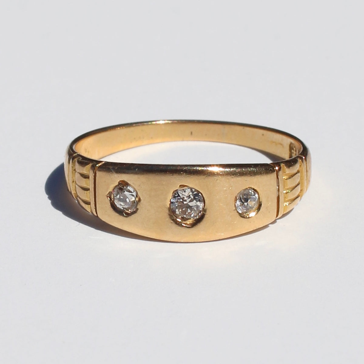 Antique 18k Flush Diamond Dot Trilogy Band 1888