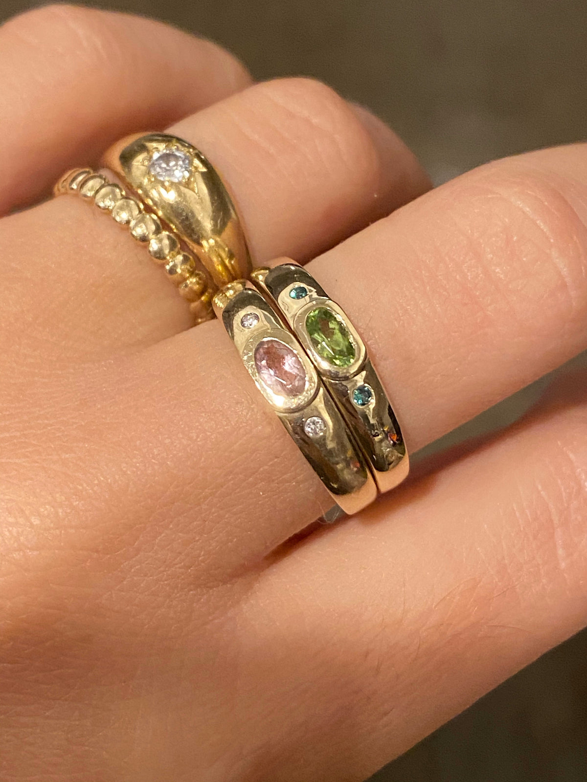 Duo Dot Bezel Ring by 23carat