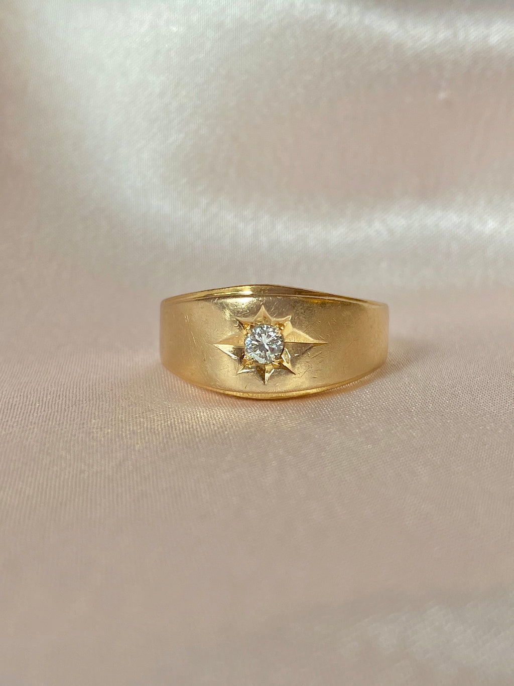 Vintage 14k Solitaire Gypsy Diamond Ring