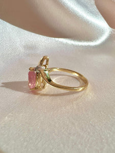 Vintage 10k Pink Pear Cubic Zirconia Diamond Ring
