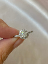 Load image into Gallery viewer, Vintage 14k White Gold Diamond Halo Cluster Engagement Ring 1.11ctw
