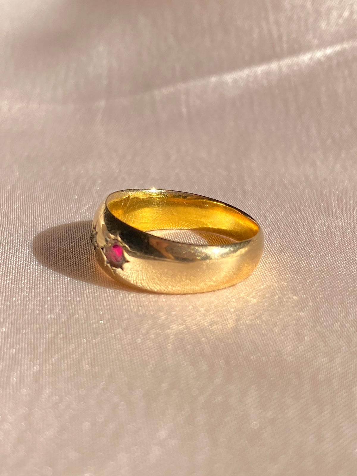 Antique 18k Trilogy Ruby Diamond Ring 1898
