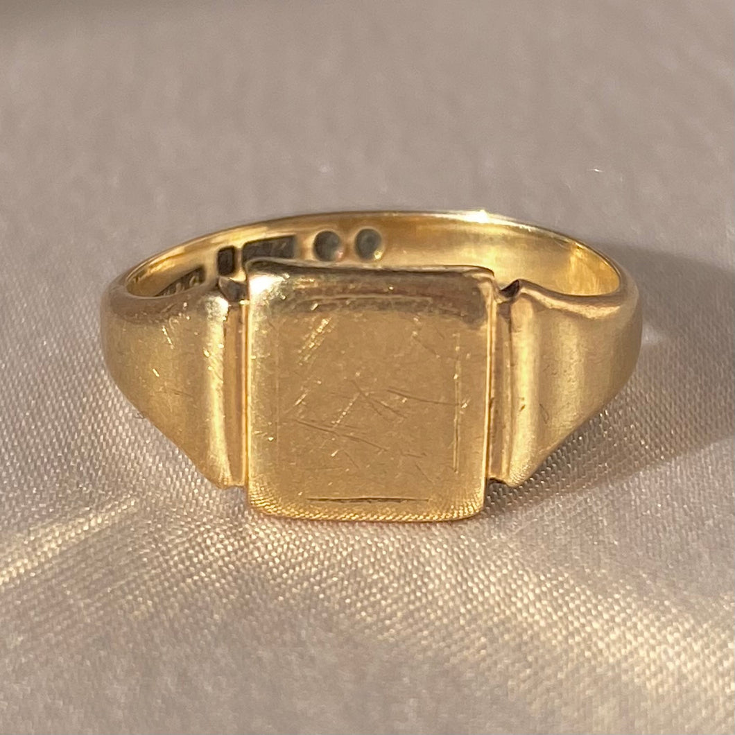 Vintage 9k Square Signet Ring 1950s