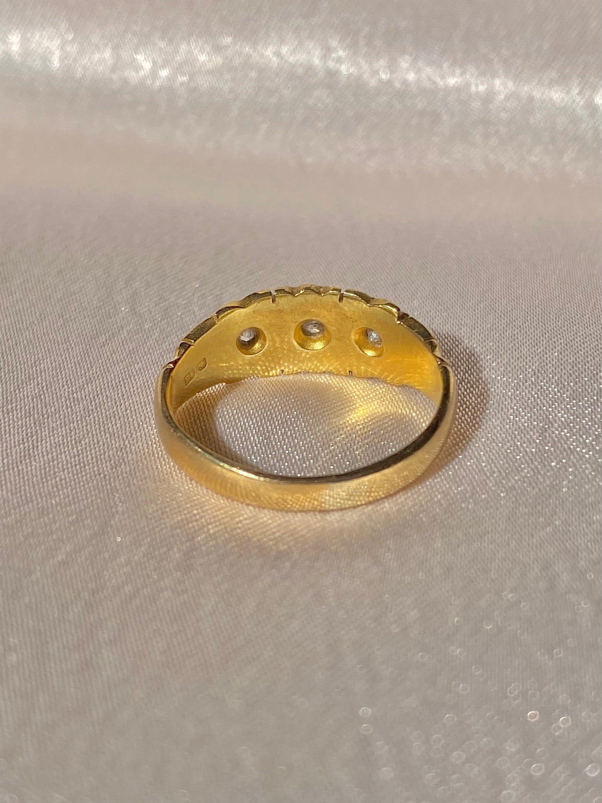 Antique 18k Paneled Trilogy Starburst Gypsy Ring 1900s