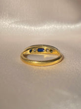 Load image into Gallery viewer, Vintage 18k Sapphire Diamond Ring 1983
