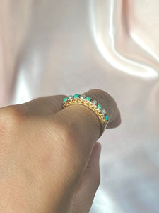 Vintage 9k Turquoise Pearl Half Eternity Ring
