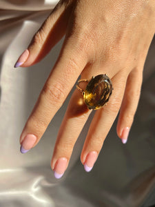 Vintage 14k Smokey Quartz Cocktail Ring