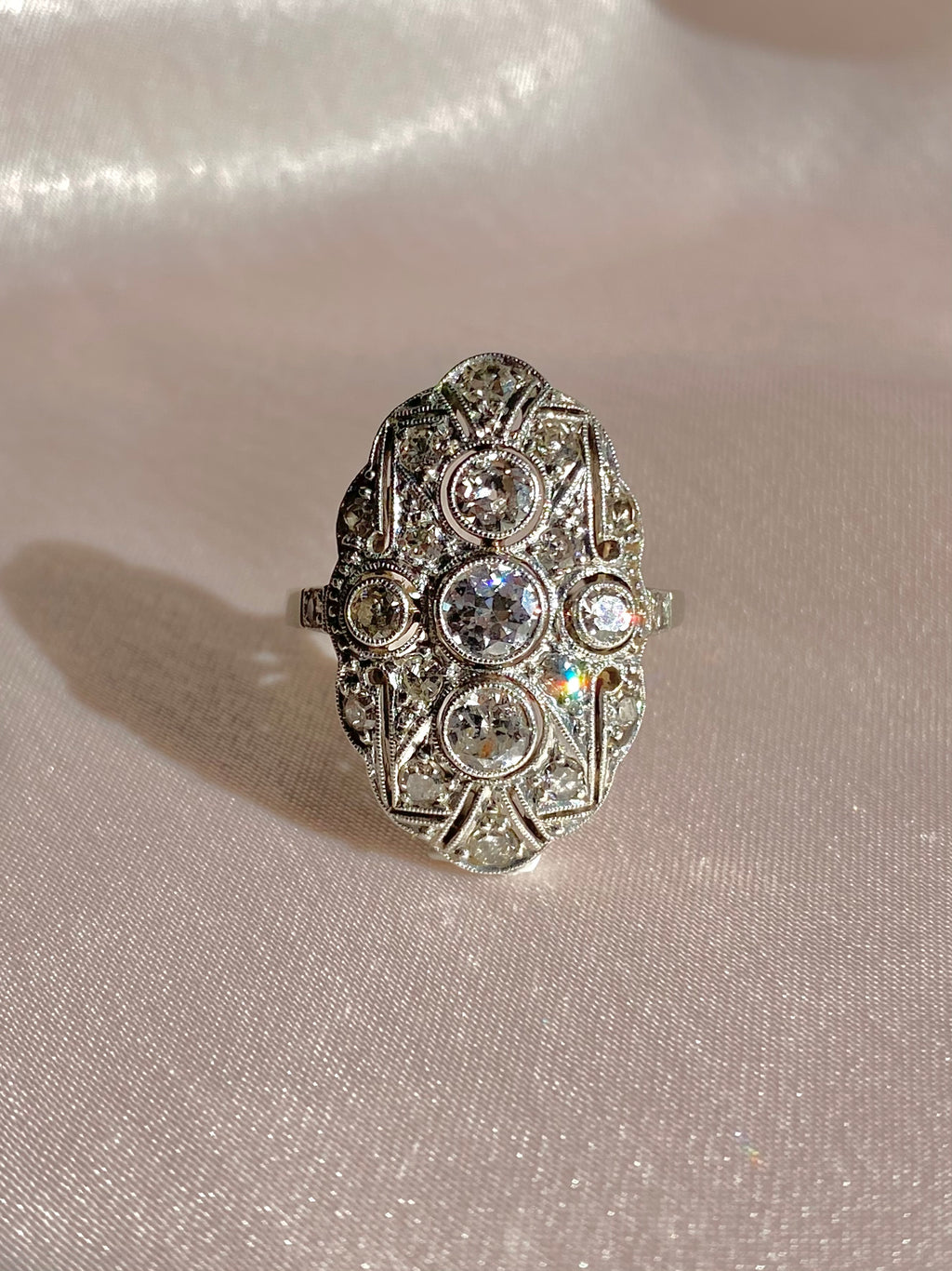 Antique 14k Diamond Pave Art Deco Ring 1.10cts