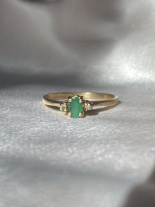 Vintage 14k Columbian Emerald + Diamond Ring