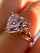 Load image into Gallery viewer, Vintage 10k Lilac Zirconia Diamond Heart Ring
