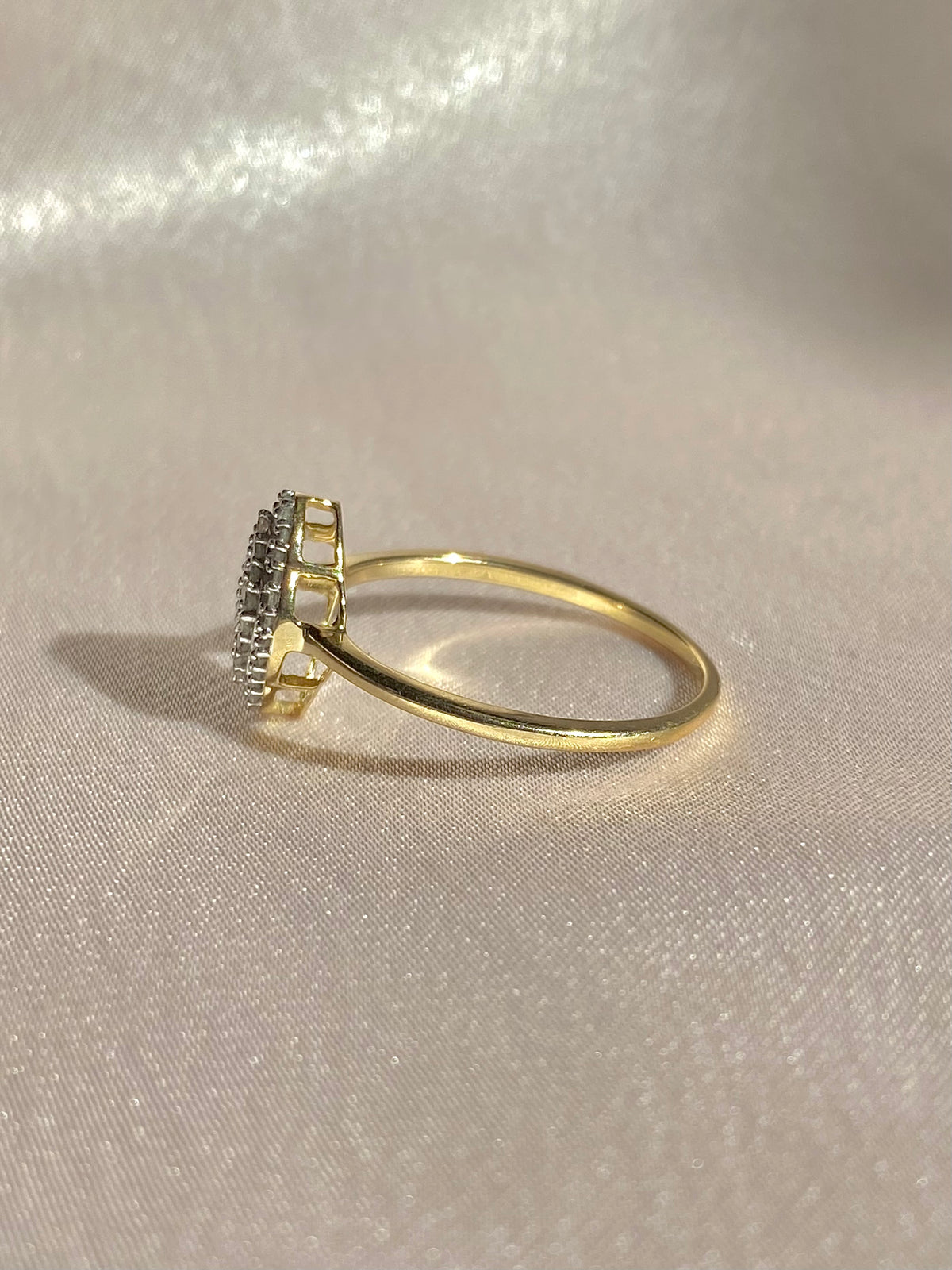 9k Diamond Elongated Clover Cluster Ring