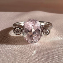 Load image into Gallery viewer, Vintage 14k Rose Quartz Diamond Bezel Ring
