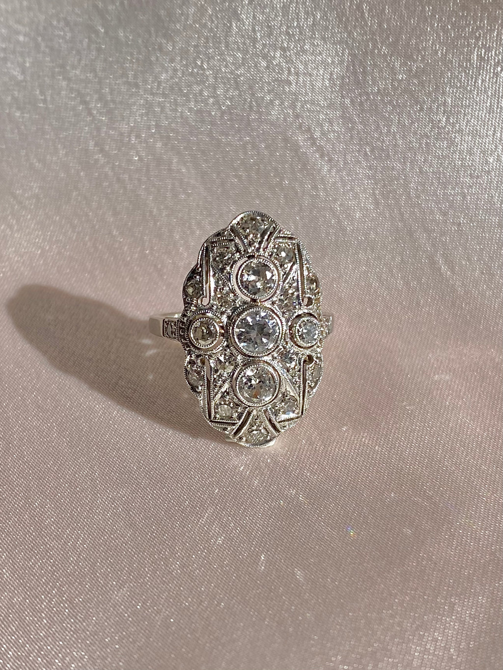 Antique 14k Diamond Pave Art Deco Ring 1.10cts