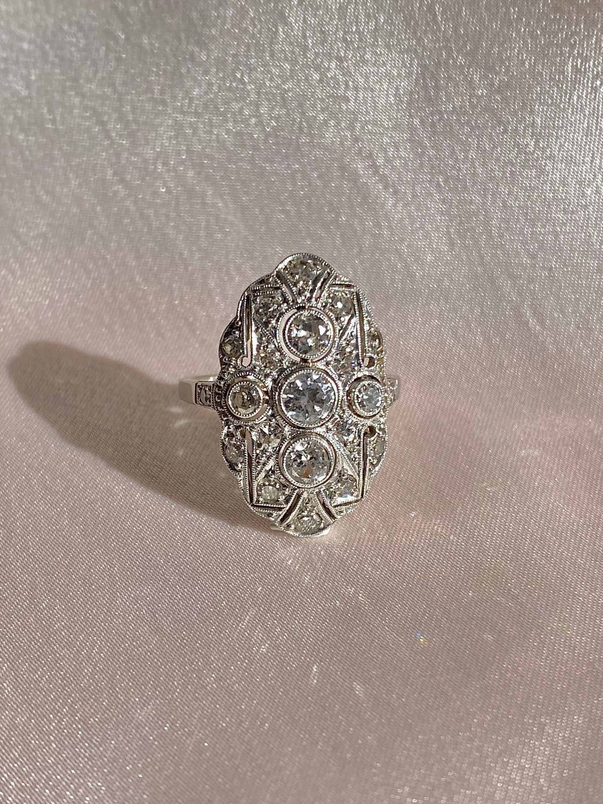 Antique 14k Diamond Pave Art Deco Ring 1.10cts