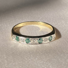 Load image into Gallery viewer, Vintage 9k Emerald Diamond Half Eternity Band
