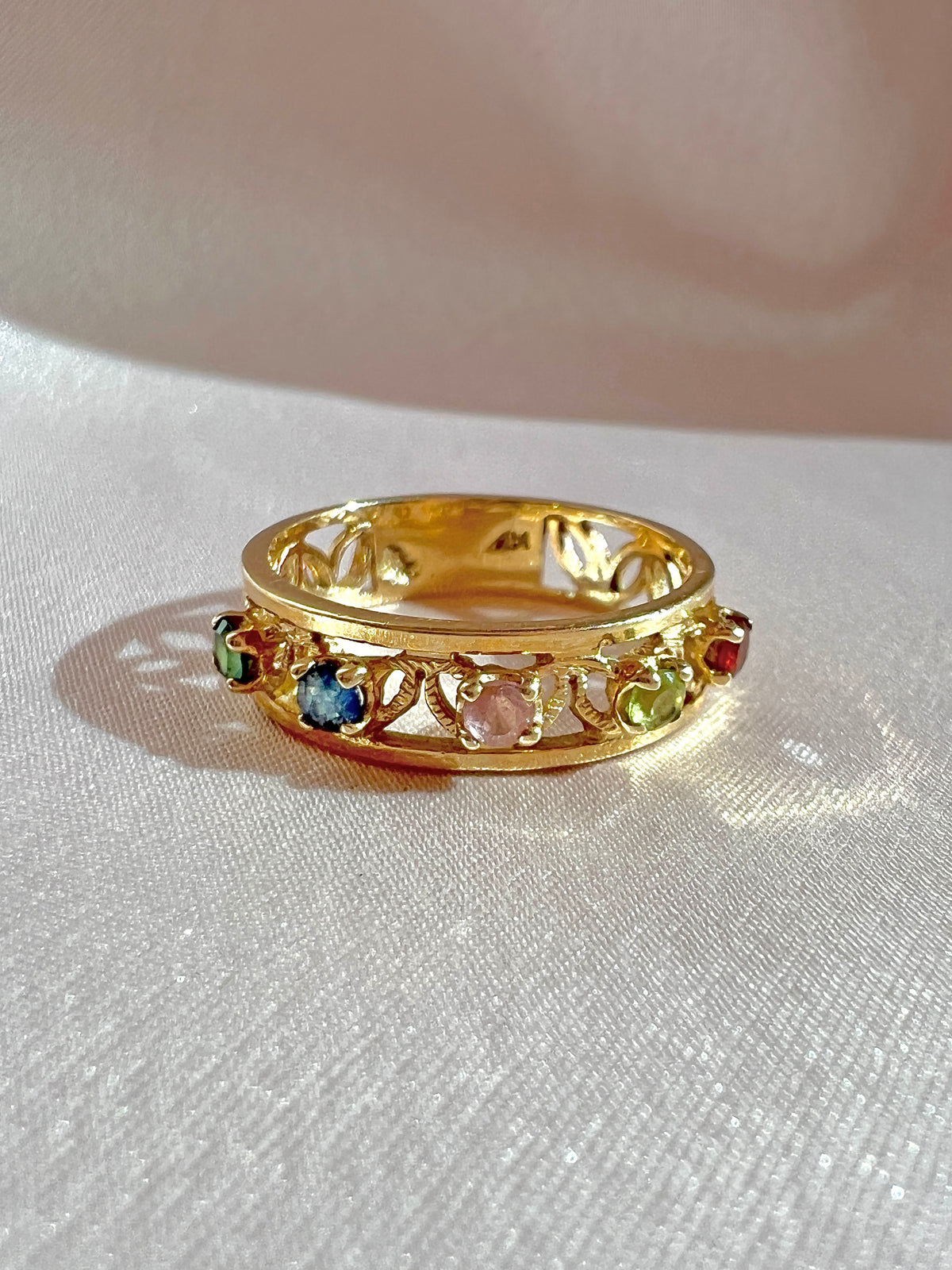 Vintage 14k Rainbow Gemstone Ring