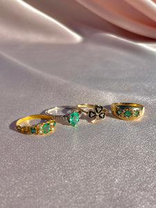 Vintage 9k Emerald Starburst Trilogy Ring 1984