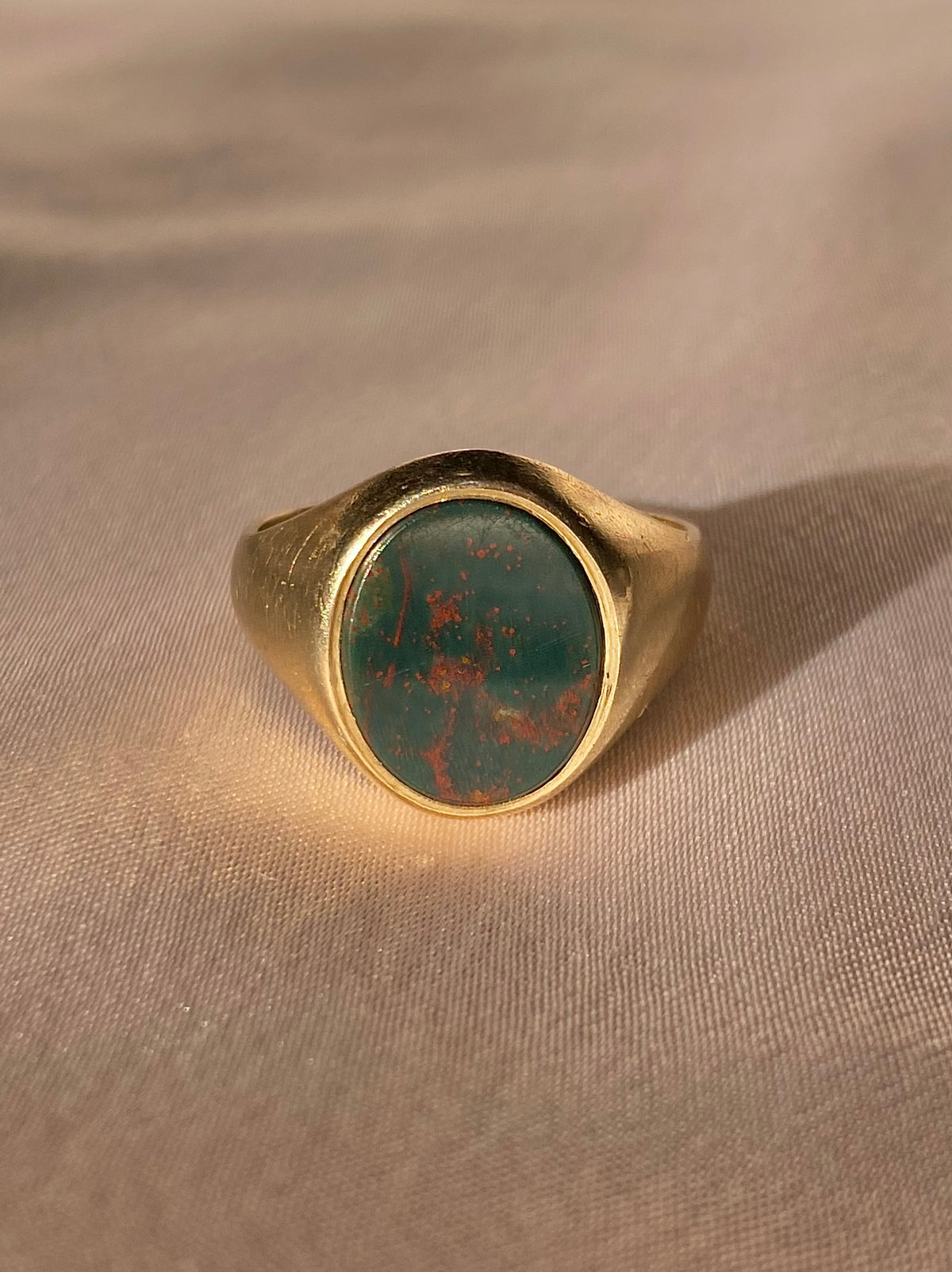 Vintage 9k Bloodstone Signet Ring 1994 by GJ