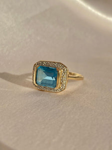 Vintage 14k Topaz Diamond Cocktail Ring