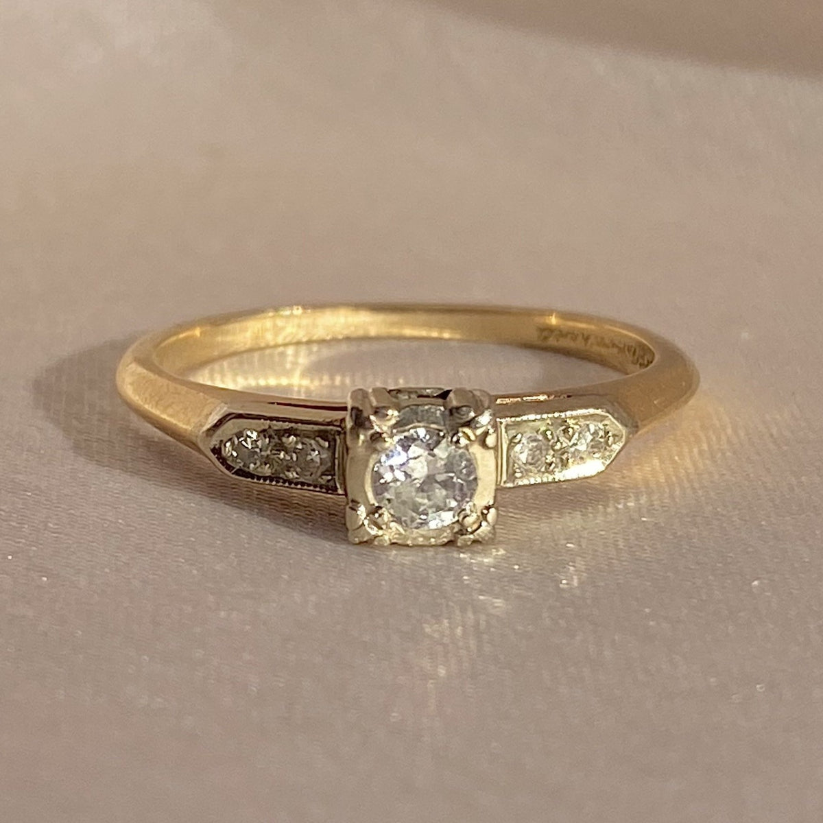 Antique 14k Old European Diamond ArtCarved Ring