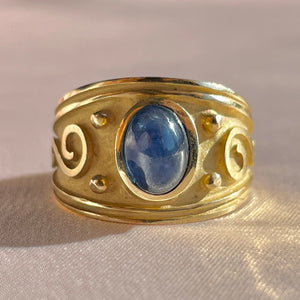 Vintage 14k Sapphire Cabochon Swirl Ring