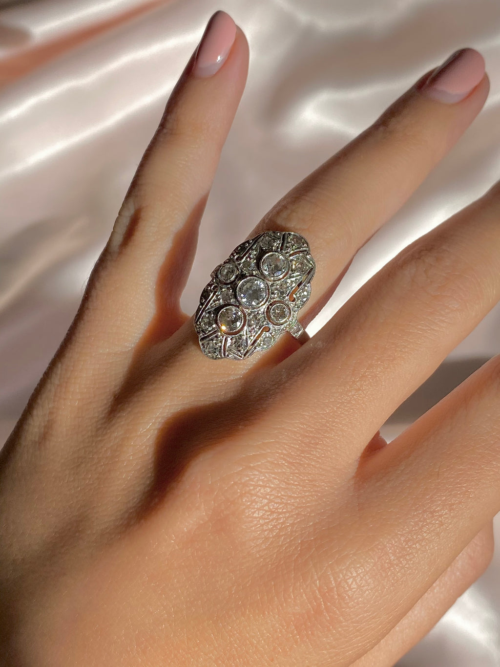 Antique 14k Diamond Pave Art Deco Ring 1.10cts