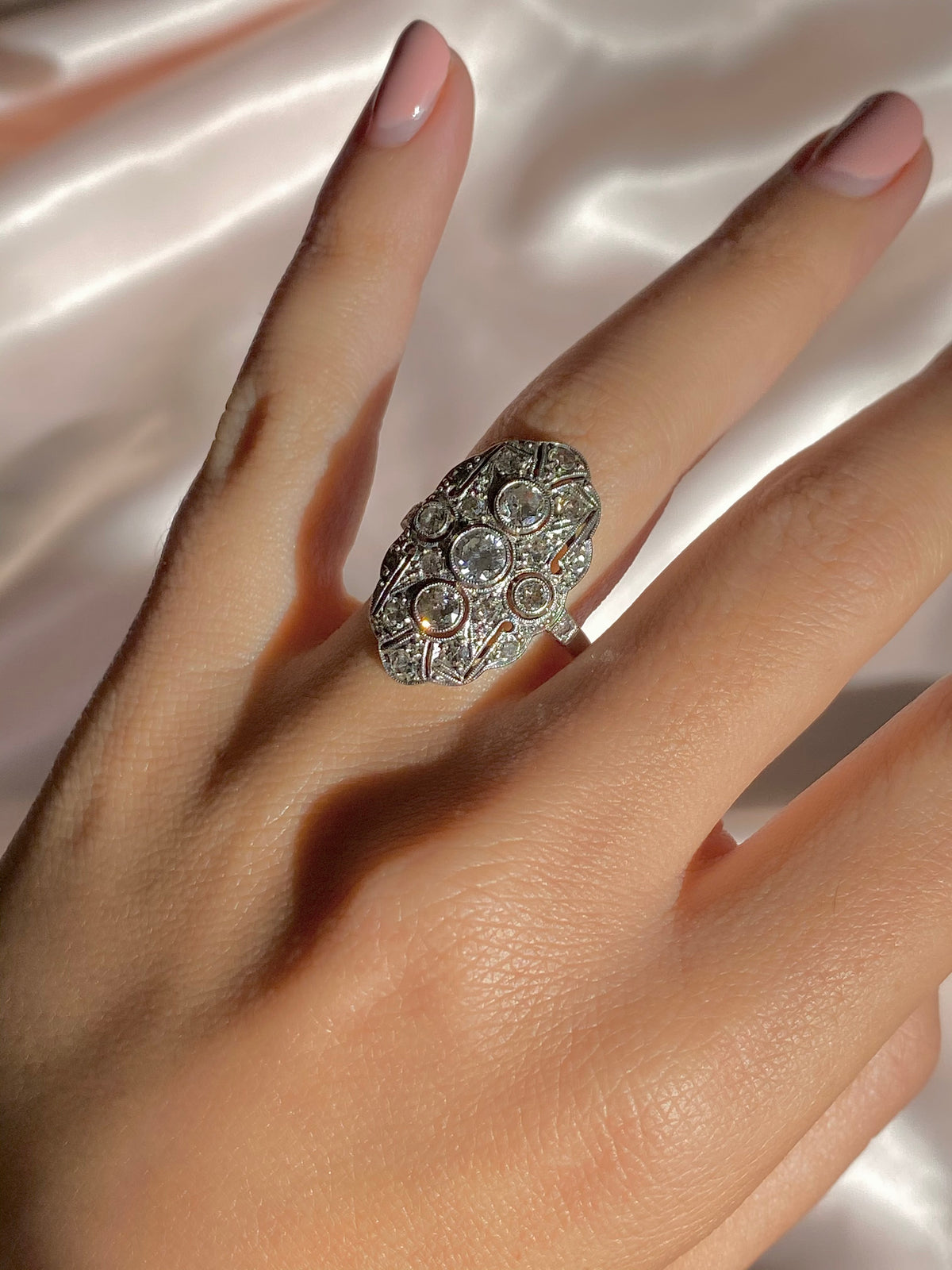 Antique 14k Diamond Pave Art Deco Ring 1.10cts