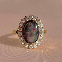Load image into Gallery viewer, Antique 18k Platinum Opal Diamond Halo Ring 0.60ctw
