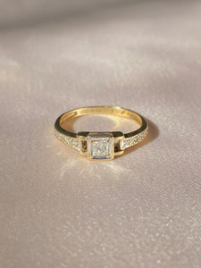 Vintage 9k Princess Cut Diamond Cocktail Ring