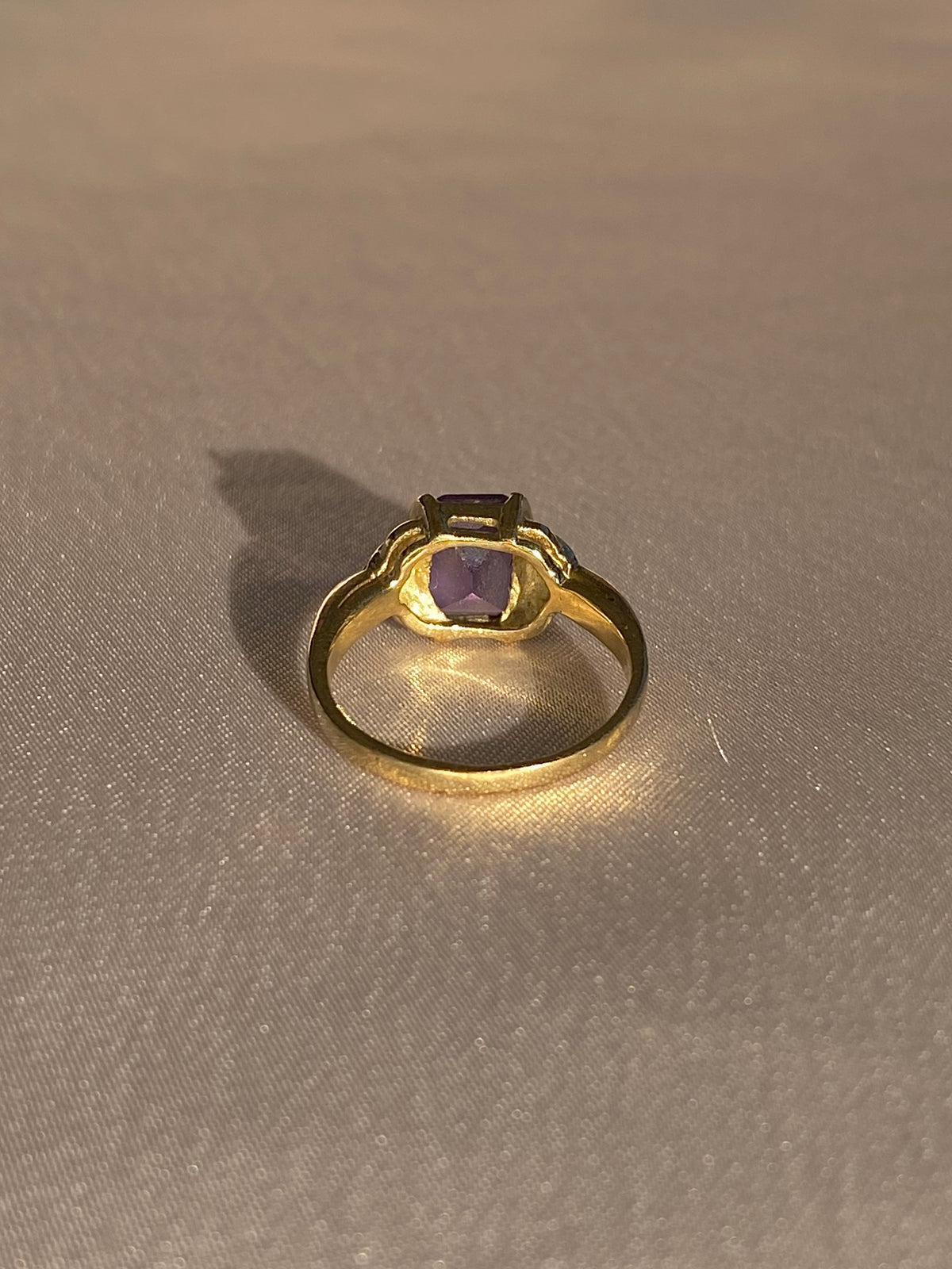 Vintage 9k Amethyst Diamond Scroll Ring