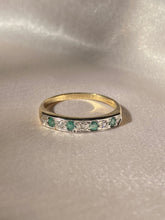 Load image into Gallery viewer, Vintage 9k Emerald Diamond Half Eternity Band
